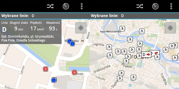 © wroclawskakomunikacja.pl | Ślad pojazdu, prędkość i stacje Wrocławskiego Roweru Miejskiego.